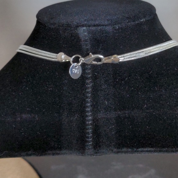 Sterling Silver Three Strand Beaded Necklace - Picture 3 of 3